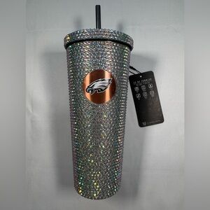 NWT PHILADELPHIA EAGLES 22 oz Rhinestone Tumbler with Logo